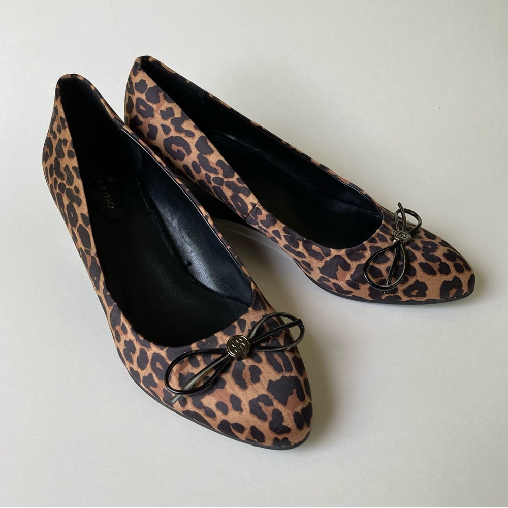 Bandolino Satin Leopard Patent Leather Wedge Pumps